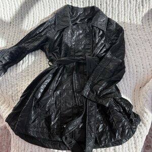 Elegant Black Quilted Trench Coat
